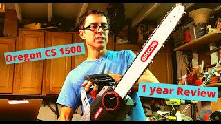Oregon CS1500 chain saw unboxing and 1 year review