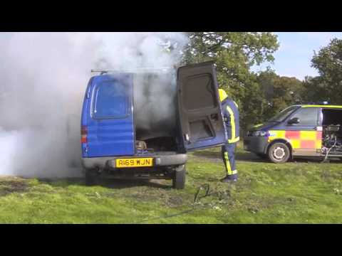 Fully developed van fire with accelerant
