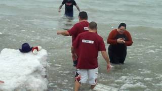 preview picture of video 'PORT DOVER POLAR BEAR DIP 2010/ Big T & Little T'
