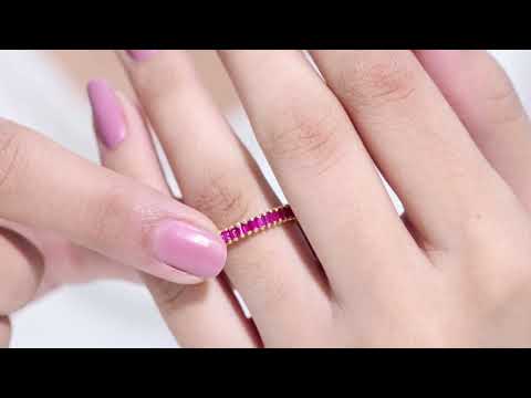 1 CT Baguette Cut Created Ruby Stackable Eternity Ring (AAAA Quality)