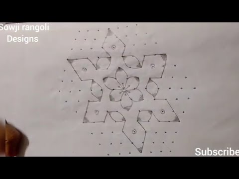 Beautiful flowers rangoli design with 13*7 dots//pandaga muggulu//Sowji rangoli designs