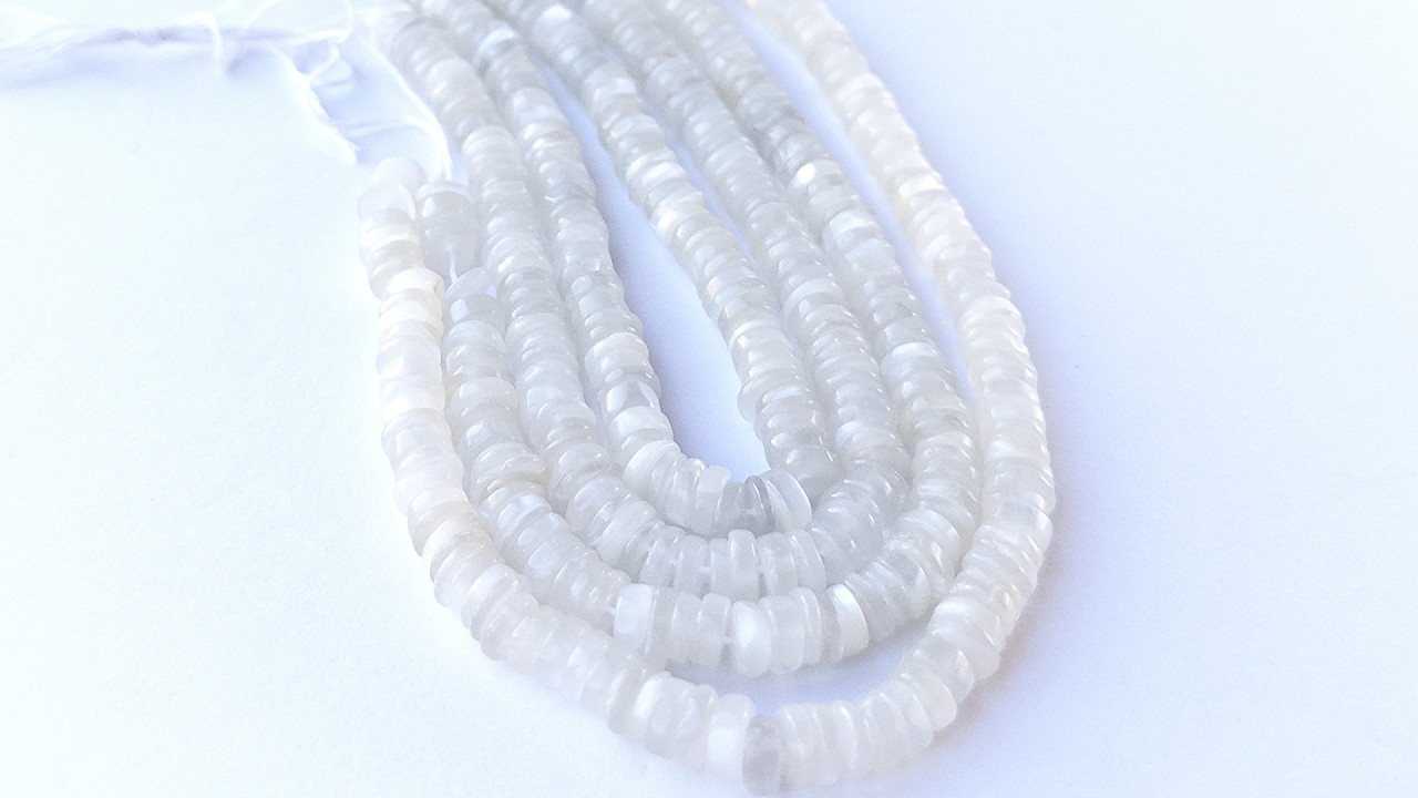 White Rainbow Moonstone | Smooth Wheels | 6mm Bead Size | 20cm Strand Length video
