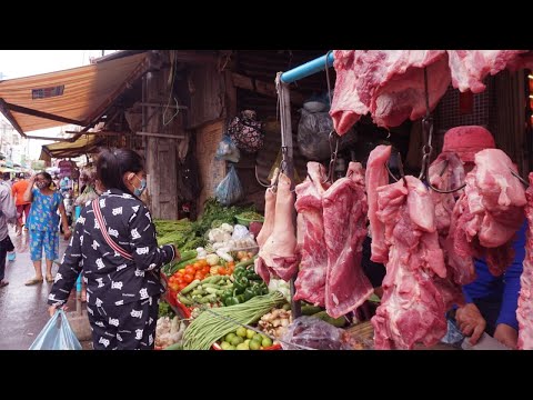 Morning Daily Life Style at Phsa Samaki (Russey Keo) - Walk Around Samaki Food Market @Russey Keo