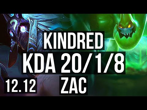 KINDRED vs ZAC (JNG) | 20/1/8, Legendary, 1.9M mastery, 1000+ games | EUW Master | 12.12