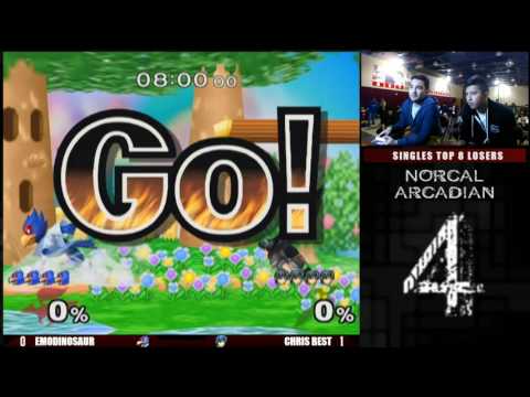 NorCal Arcadian 4 Singles Top 8 Losers Emodinosaur (Falco) vs Chris Best (Marth)