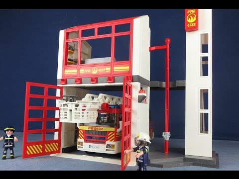 Playmobil Feuerwehr deutsch: Feuerwehrstation für Feuerwehrautos