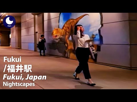 【福井駅 / 夜の散歩】（福井県福井市）駅前からもう恐竜だらけでしかも何のうめき声だろうと思ったらそれも恐竜でした（2024/4/16/火）