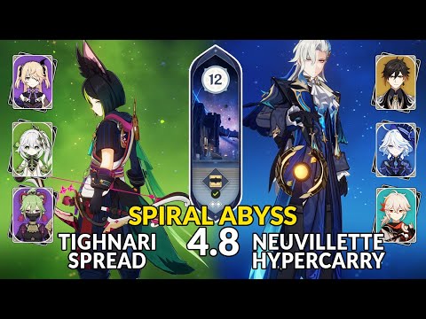 New 4.8 Spiral Abyss│Tighnari Spread & Neuvillette Hypercarry | Floor 12 - 9 Stars | Genshin Impact