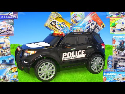 Police Cars:Ride on Toy Vehicles W/ Lego Construction Toys,Trucks & Car Surprise for Kids