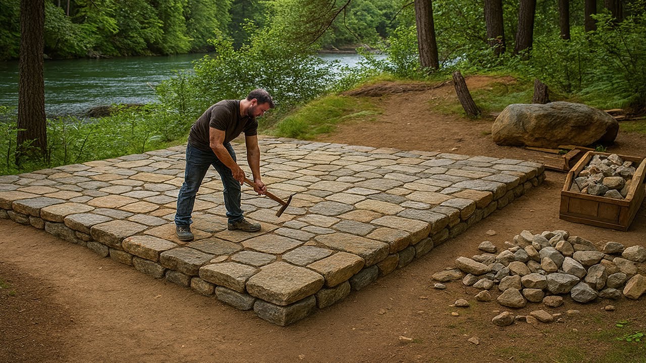 I'm Building a Warm Wooden and Stone Cabin in the Forest. Bushcraft, Survival
