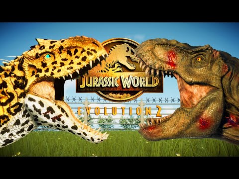 Indominus Rex vs 2 T-rex , Spinosaurus, Giganotosaurus and Indoraptor | Jurassic World Evolution 2