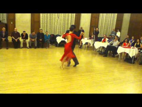  Anabella Diaz-Hojman  and  Mario Consiglieri  are  dancing  to  Rodolfo Biagi  at  University of Michigan Tango Festival  in  2015