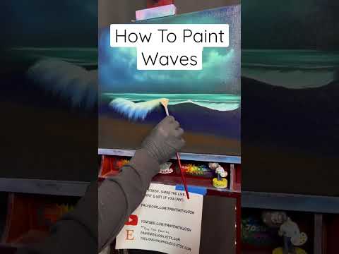 #HowToPaint #CrashingWaves by #PaintWithJosh #ArtTeacher #WetOnWet #SeascapePainting #BobRoss #Art