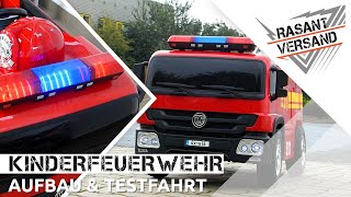 [Unboxing] Elektro Kinderauto ⚡ Feuerwehr Fire Engine Kidscar LKW für Kinder Aufbau + Testfahrt
