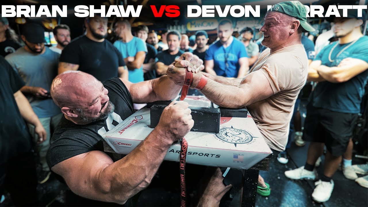 BRIAN SHAW VS DEVON LARRATT ARM WRESTLING MATCH | RAW TRAINING FOOTAGE!