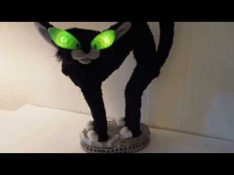 Halloween Gemmy Sings Stray Cat Strut Black Cat Animated Prop Fraidy Cat