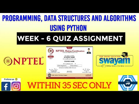 Programming Data Structures And Algorithms Using Python Nptel Week 6 Quiz Assignment Solution