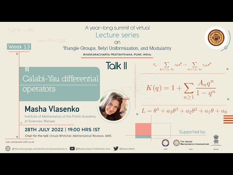 Calabi-Yau differential operators - Masha Vlasenko, Warsaw.
