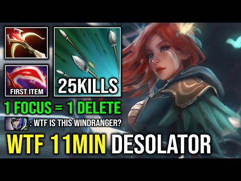 WTF First Item Desolator 1 Focus = 1 Delete Armor Reduction Raining Arrow Windranger Dota 2