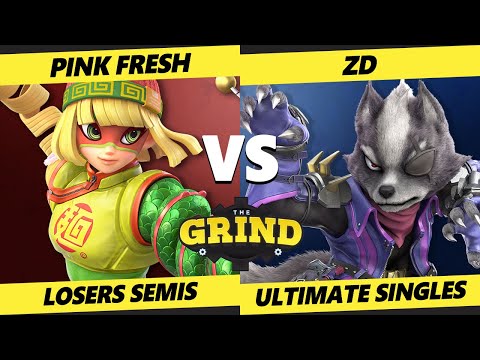 The Grind 143 Losers Semis - Pink Fresh (Min Min) Vs. ZD (Wolf, Fox) Smash Ultimate - SSBU