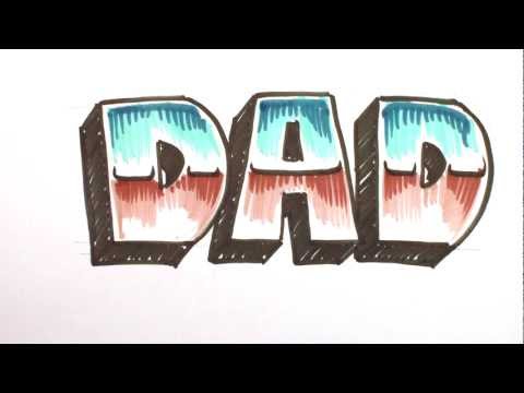 How to Draw Graffiti Letters - Write "DAD" in 3D Block Chrome Letters - MAT