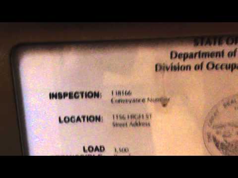 Western Pacific Hydraulic Elevator in Physical Sciences Building at UCSC in Santa Cruz, CA