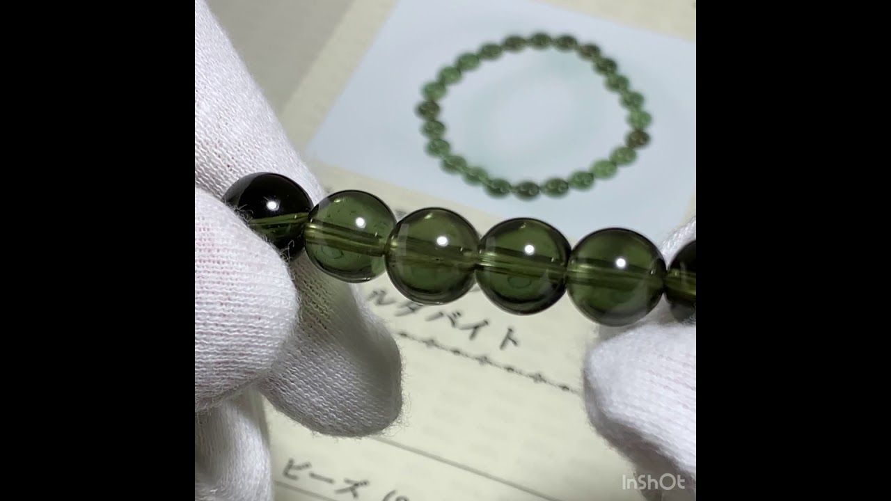 [高品質++]天然モルダバイトブレスレット（約8mm玉・鑑別書付）-slide-youtube