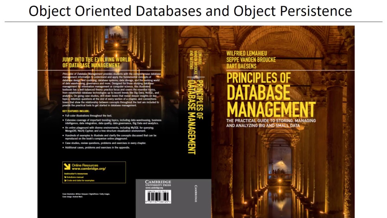 Chapter 8 Object Oriented Databases and Object Persistence