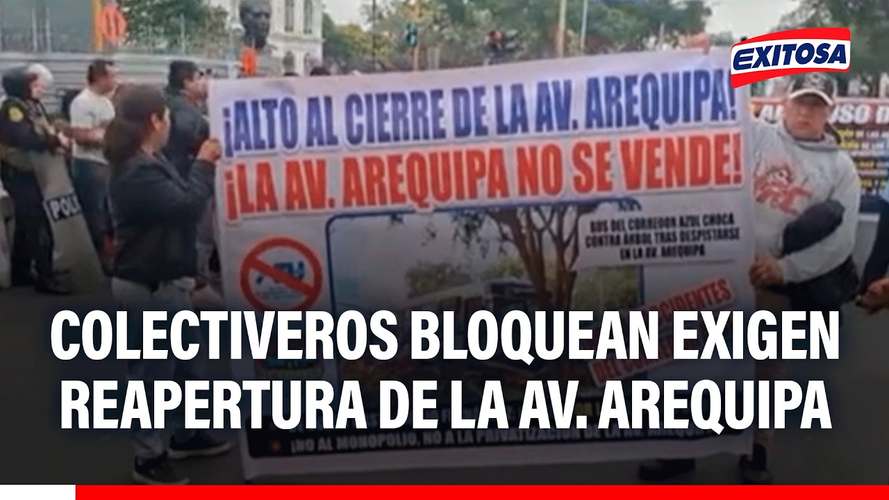 🔴🔵 Colectiveros bloquean la av. Garcilaso para exigir la reapertura de la av. Arequipa