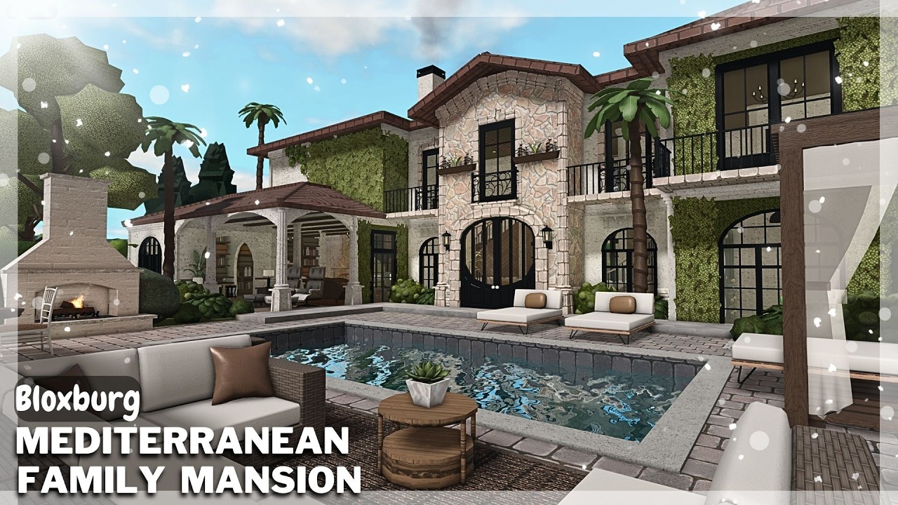 BLOXBURG: Mediterranean Family Mansion Speedbuild (interior + full tour) Roblox House Build