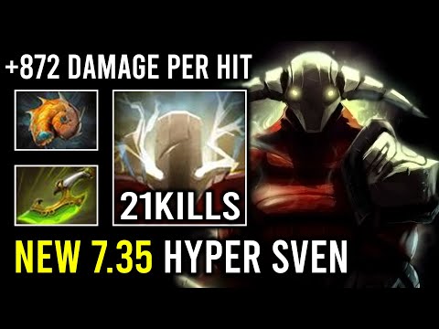 NEW 7.35 Hyper Carry Sven 872 Damage Per Hit Super Great Cleave Max Slotted Dota 2