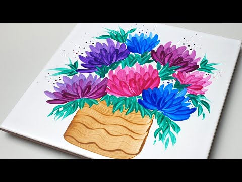(620) How to paint flowers | Easy Acrylic Painting Techniques for beginners | Designer Gemma77