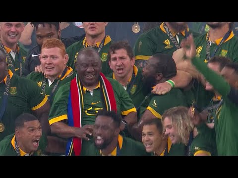 The moment Siya Kolisi lifted the Rugby World Cup for a second time and a fourth for South Africa