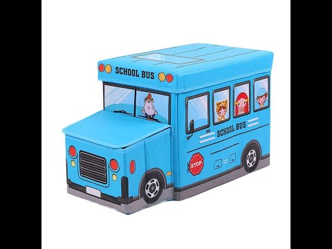 Kids school bus shape sitting stool cum storage box