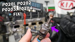 CODE P0201 P0202 P0203 P0204 FUEL INJECTOR KIA SORENTO, KIA SPORTAGE