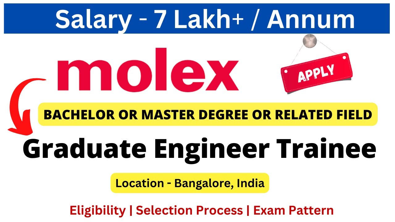 Molex Off Campus Drive for Freshers 2023/2024/2025 | Graduate Engineer Trainee | Salary 7 LPA+ #jobs