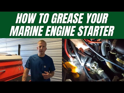 Greasing your marine engine starter for your boat.