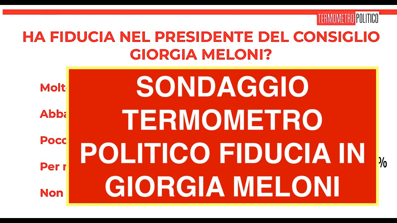 SONDAGGIO TERMOMETRO POLITICO FIDUCIA IN GIORGIA MELONI AL 21 LUGLIO 2026