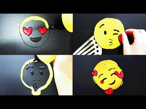 Emoji Pancake art - Heart Eyes,Blowing kisses,thinking,Heart face