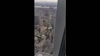 View of NYC skyline and Empire State Building from Freedom Tower observatory
