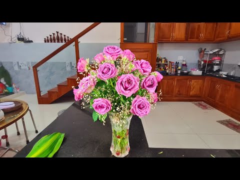 CÁCH CẮM BÌNH HOA HỒNG KHÔNG CẦN XỐP ĐỂ BÀN - BÀN THỜ ❤ MÓN ĂN NGON NHÀ NẤU ❤