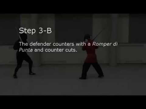 1st master of longsword progression drill part 4 of 5, using Scambiar di Punta