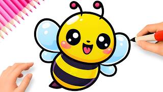 HOW TO DRAW A CUTE BEE KAWAII EASY 🐝❤️