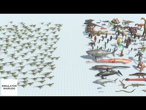 Sea of 200 Deinonychus vs ALL TEAMs Animal Revolt Battle Simulator