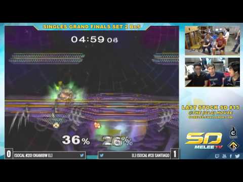 Last Stock SD #15 - OkamiBW (Sheik, Pikachu) vs Santiago (Fox) - SSBM Grand Finals Set 2