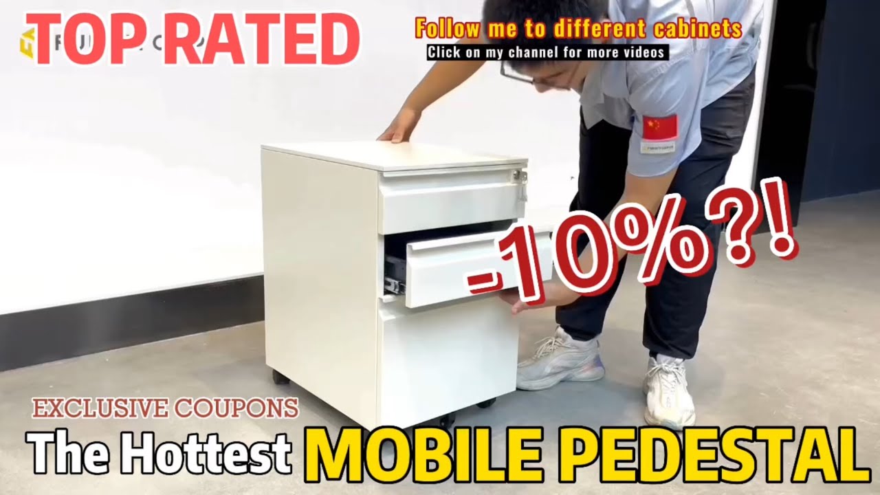 3 drawer mobile pedestal with recessed handle