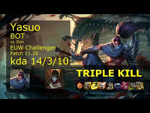 Yasuo Bot vs Jhin - EUW Challenger 14/3/10 Patch 11.20 Gameplay