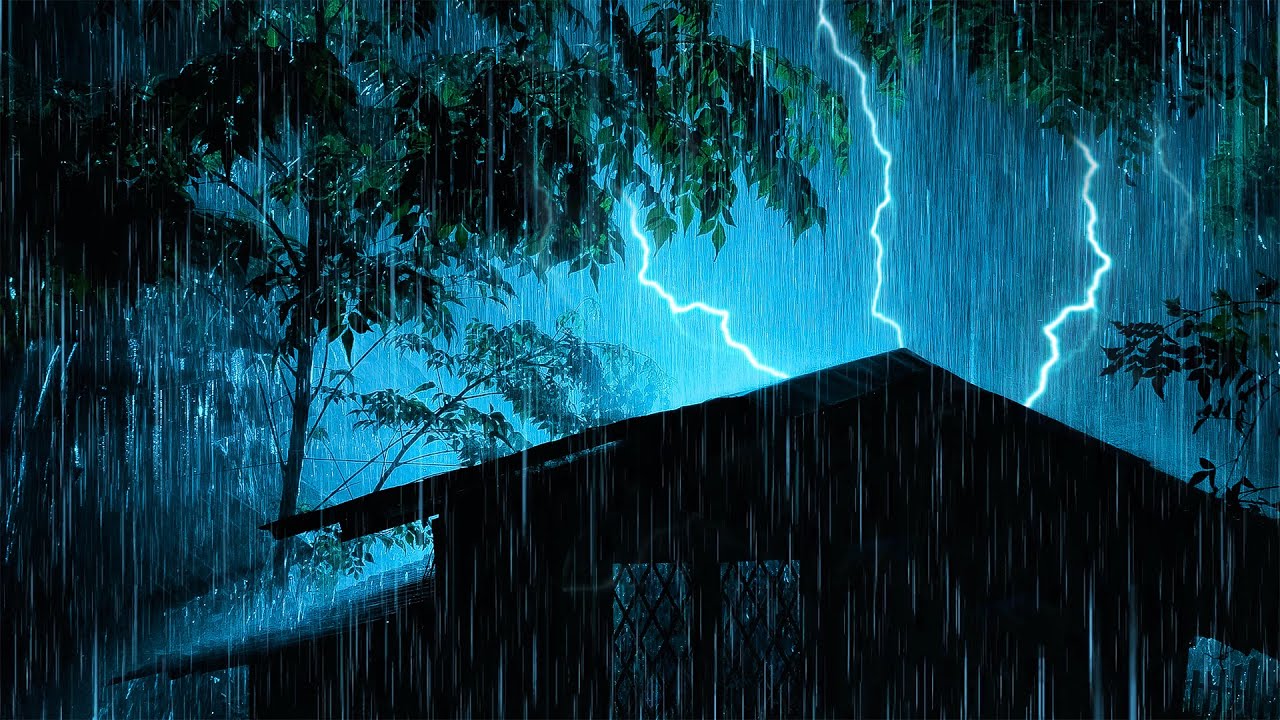 Heavy Rain and Thunderstorm on Tin Roof at Night for Deep Sleep 😴 Relaxation and Stress Relief