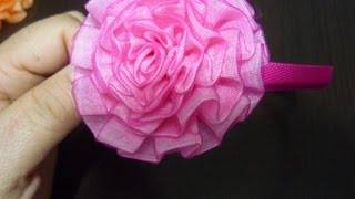 como hacer flores en cinta churca o de pliegeues para accesorios del cabello  No.107