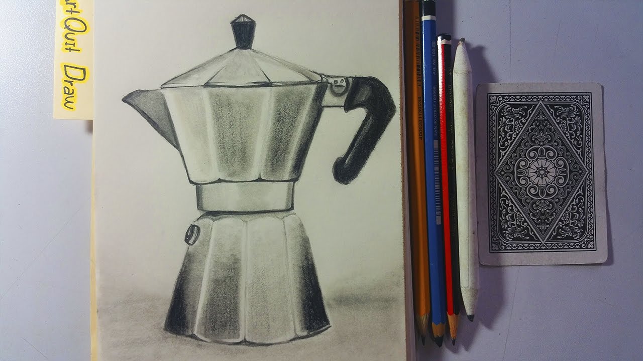 ✔ Como Dibujar una CAFETERA ( Greca de Colar Café ) José Grullón | ArtQuit Draw